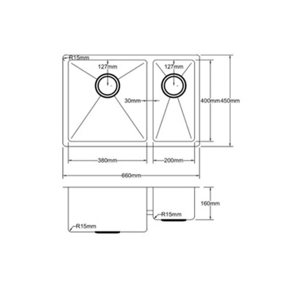 Handmade Kitchen Sink 660mm