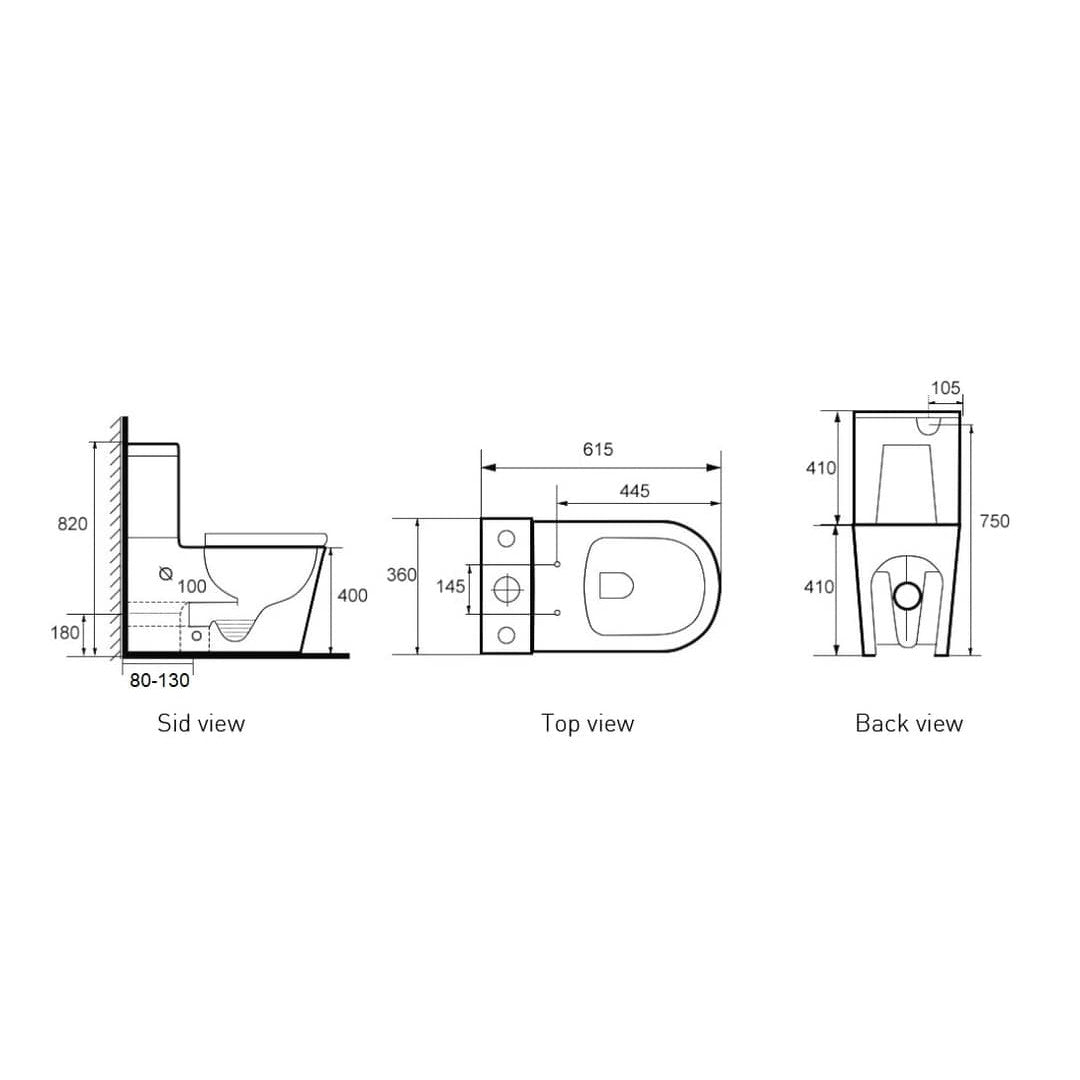 ECT Global Jamie Rimless Wall Faced Toilet Suite