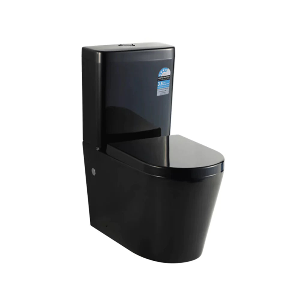 Kasey Back To Wall Toilet Suite: Modern, Space-Saving Design-Black-KDK008C-B/KDK008P-B