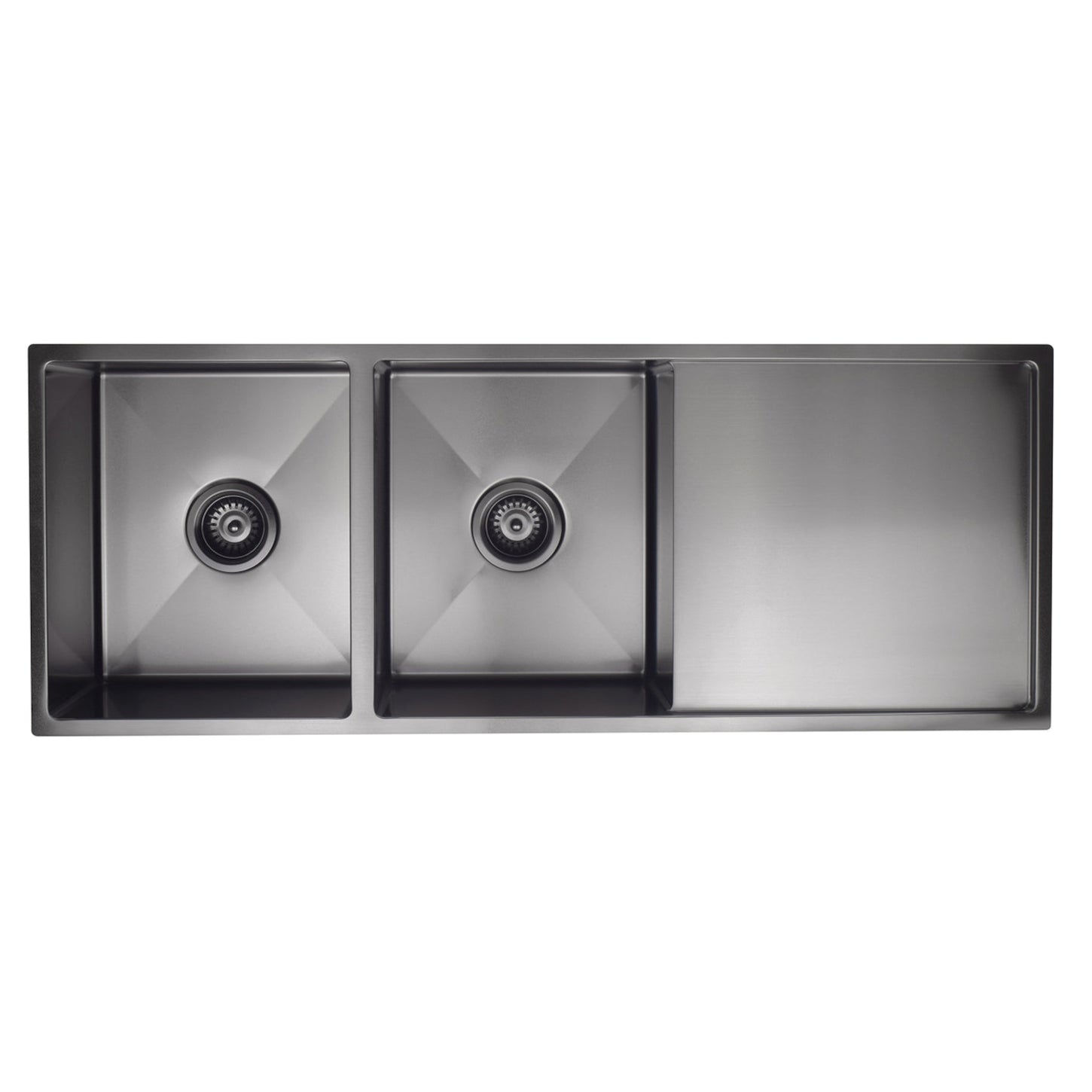 Kitchen Sink - Double Bowl & Drainboard 1160 x 440 - Gunmetal Black