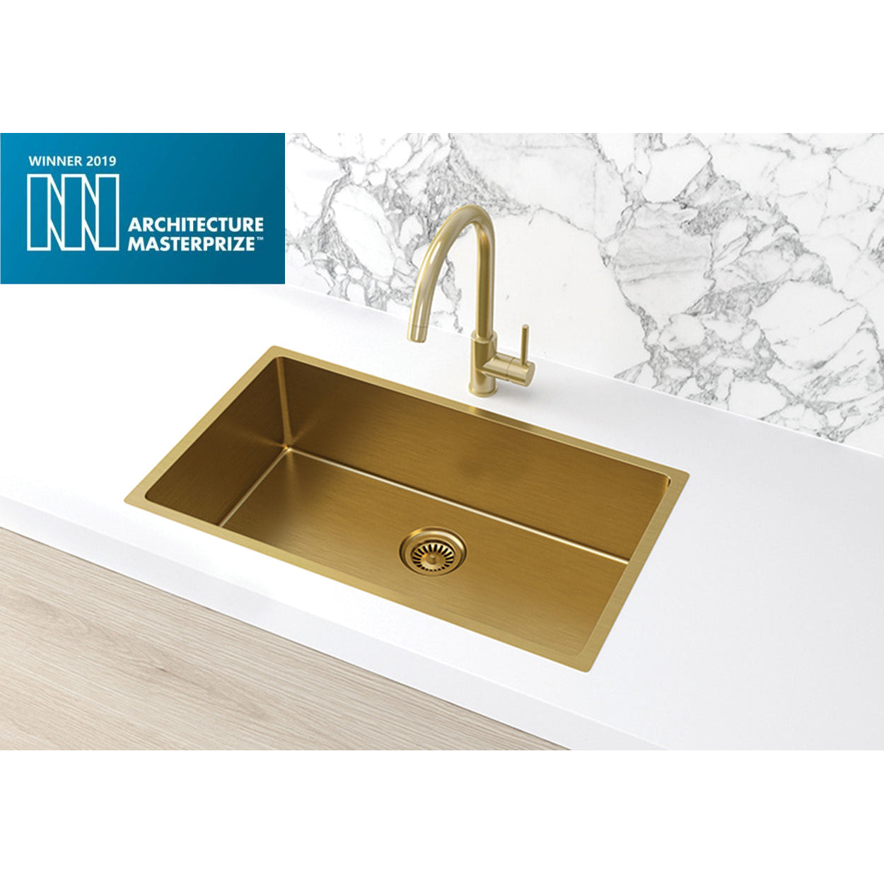 Kitchen Sink - Single Bowl 760 x 440 - Brushed Bronze Gold