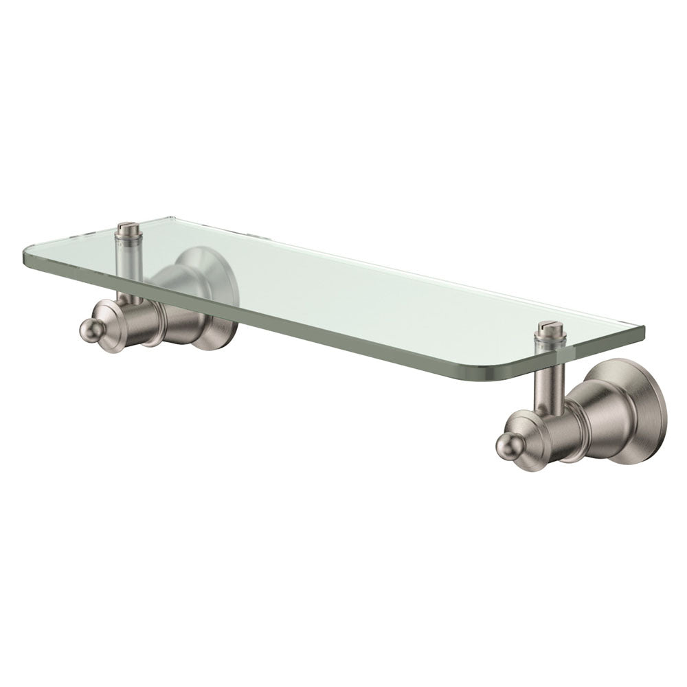 Fienza Lillian Glass Shelf, Brushed Nickel