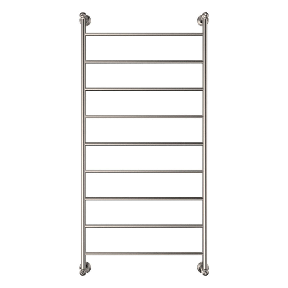 Fienza Lillian Heated Towel Rail, 600 x 1200mm, Brushed Nickel