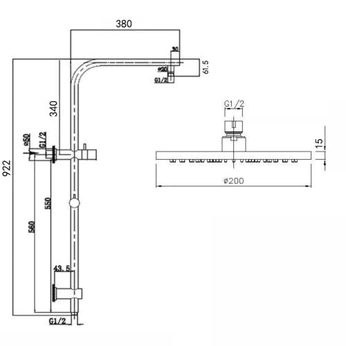 Pentro 250mm Round Handheld Shower Station, Sleek and Functional Design-Chrome-SR28A-01, 2