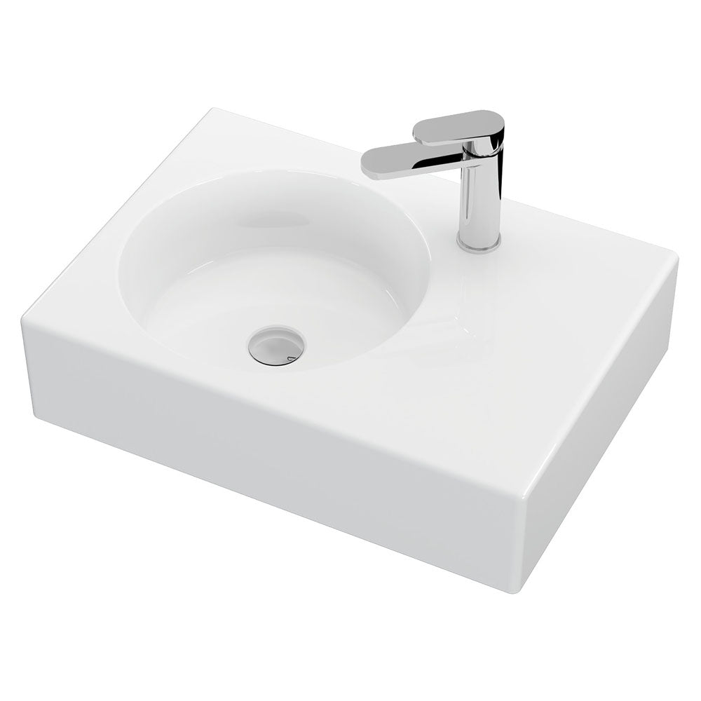 Fienza Reba Left Bowl Wall Basin, 1 Tap Hole