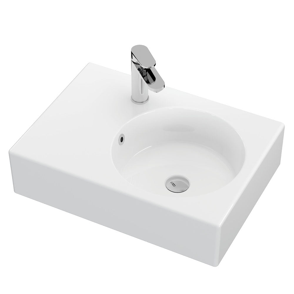 Fienza Reba Right Bowl Wall Basin, 1 Tap Hole