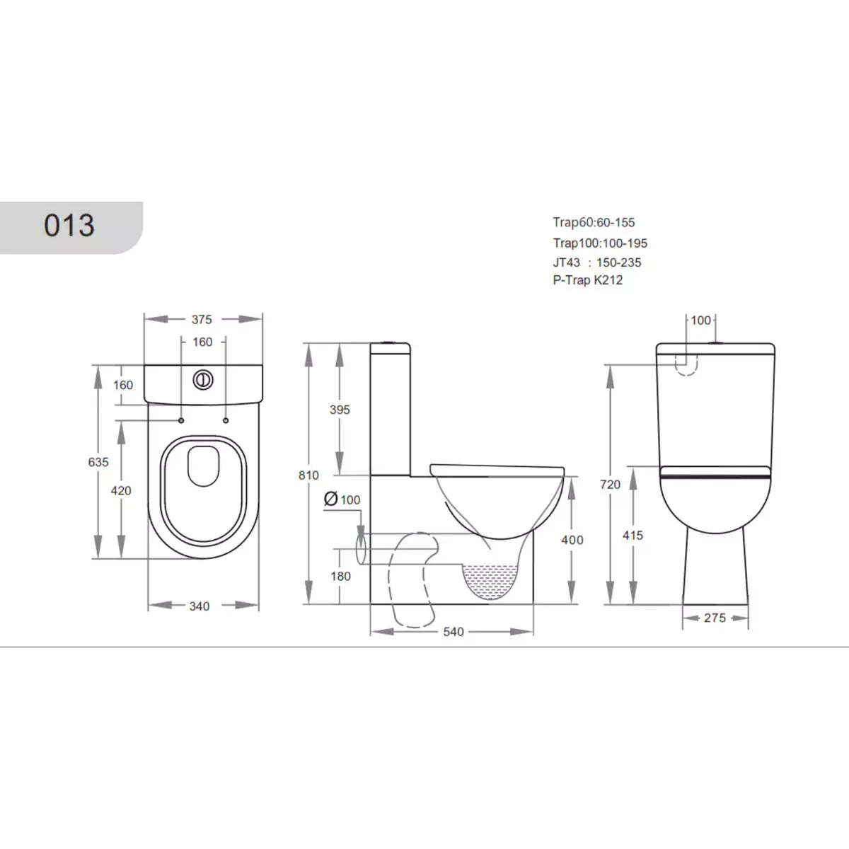Rio Back To Wall Toilet Suite: Glossy white Toilet with Modern Design-Gloss-White-KDK013C/KDK013P