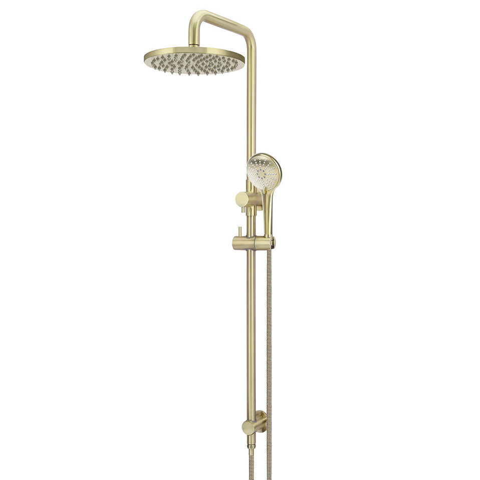 Round Combination Shower Rail 200mm Rose, Three Function Hand Shower - PVD Tiger Bronze