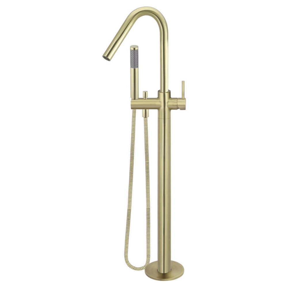 Round Freestanding Bath Spout and Hand Shower - PVD Tiger Bronze