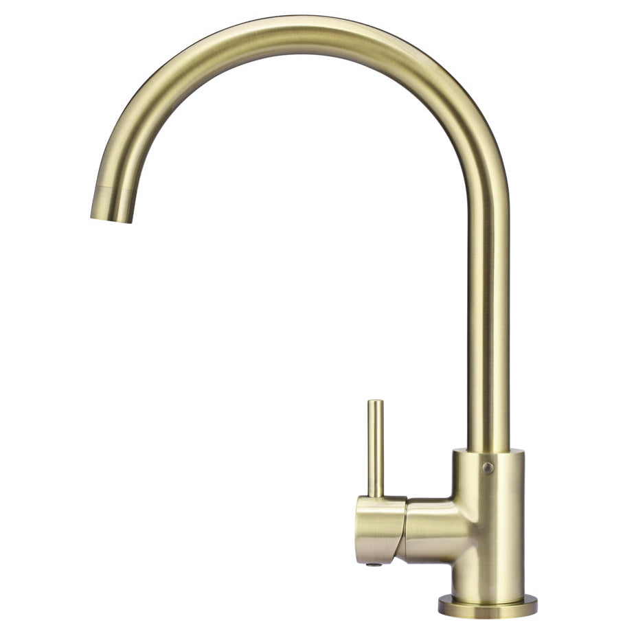 Meir Round Gooseneck Kitchen Mixer Tap - PVD Tiger Bronze
