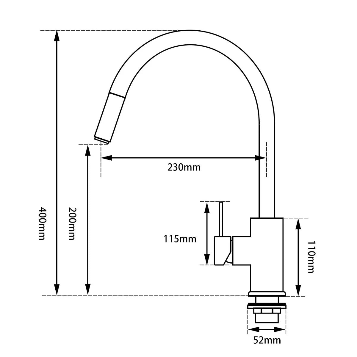 Round pull-out kitchen sink mixer tap with retractable nozzle - model 1016.KM-CH1016.KM
