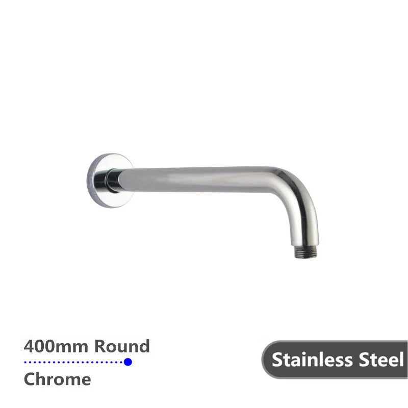 Stainless Steel Wall Shower Arm: 400mm Durable Round Design for Wall Mounting-Chrome-CH0108.SA