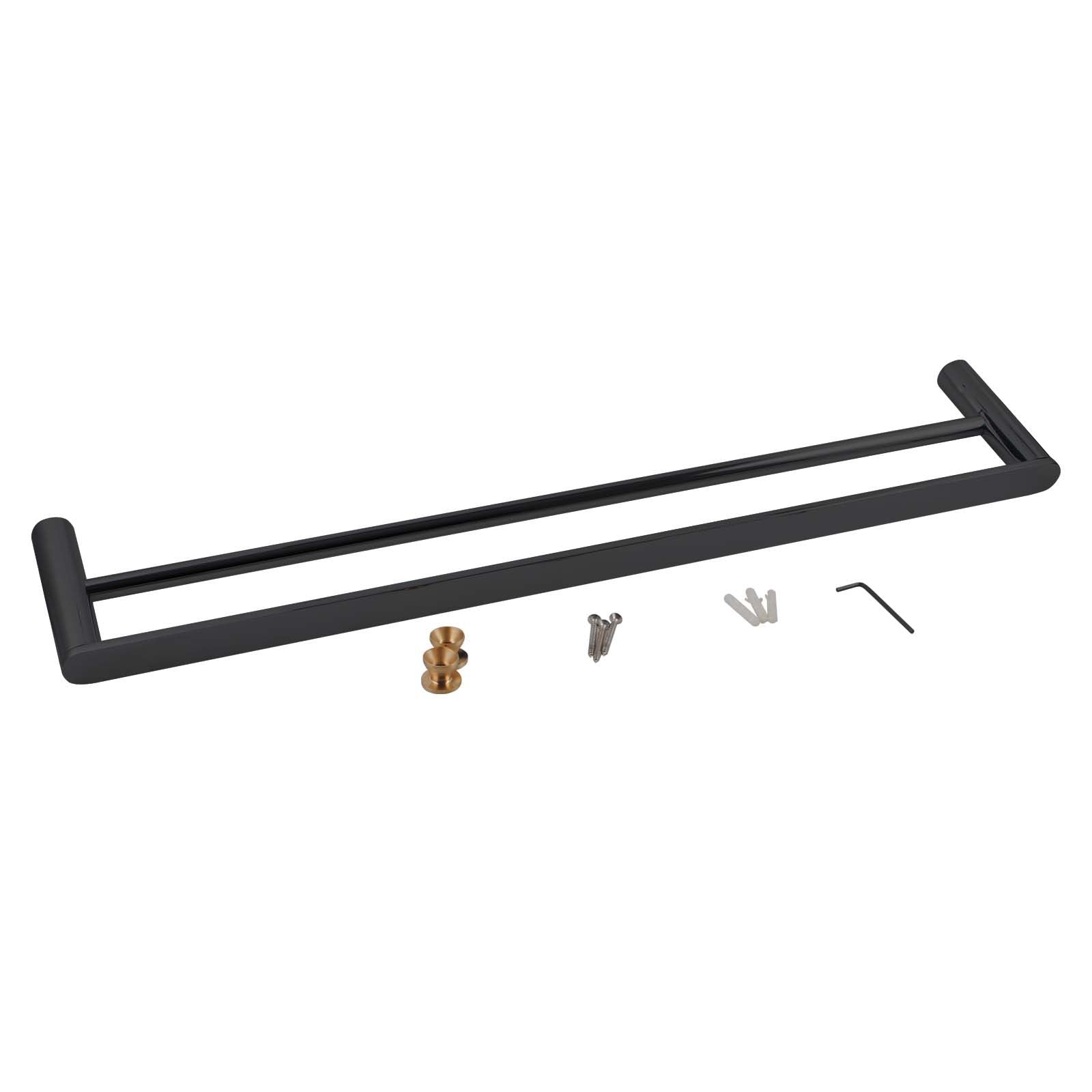 Rushy Black Double Towel Rail 800mm