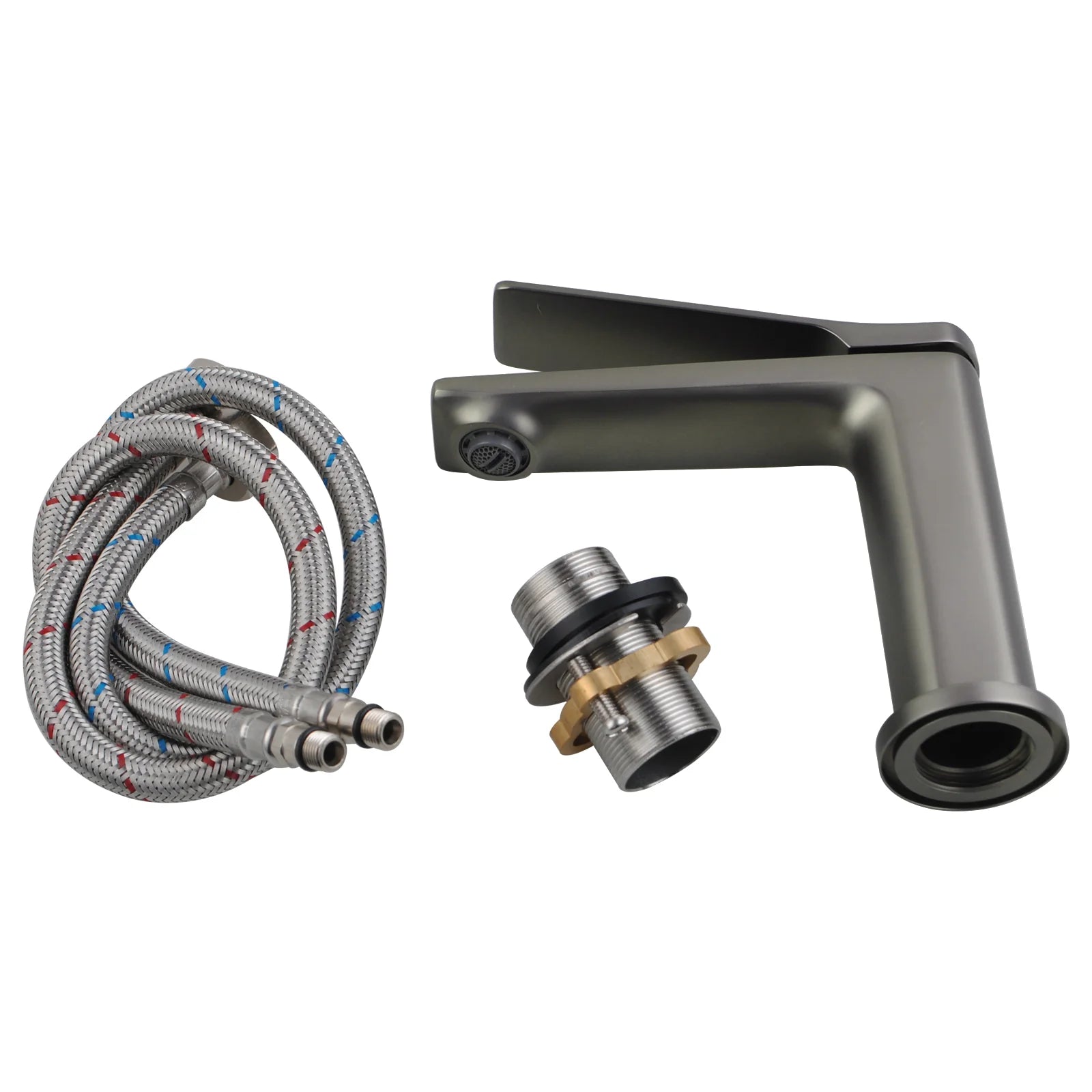 Rushy Brushed Gun Metal Short Basin Mixer: Contemporary and stylish addition to your bathroom-BUGM0128.BM