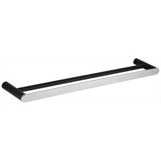 Rushy Chrome Double Towel Rail 600mm Black&Chrome