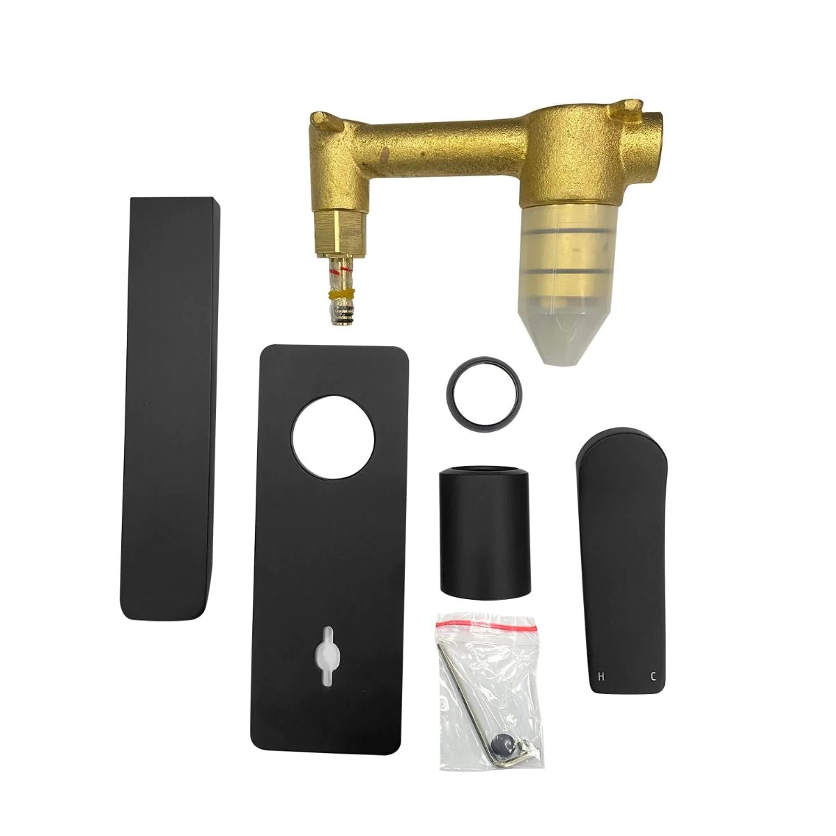 Black wall mixer with spout - Rushy Square design-OX0153-2-EX.BM