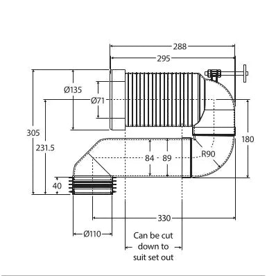 S-Trap Extended Pipe: Curved Metal Pipe with Fittings-X011B-Gloss Ivory