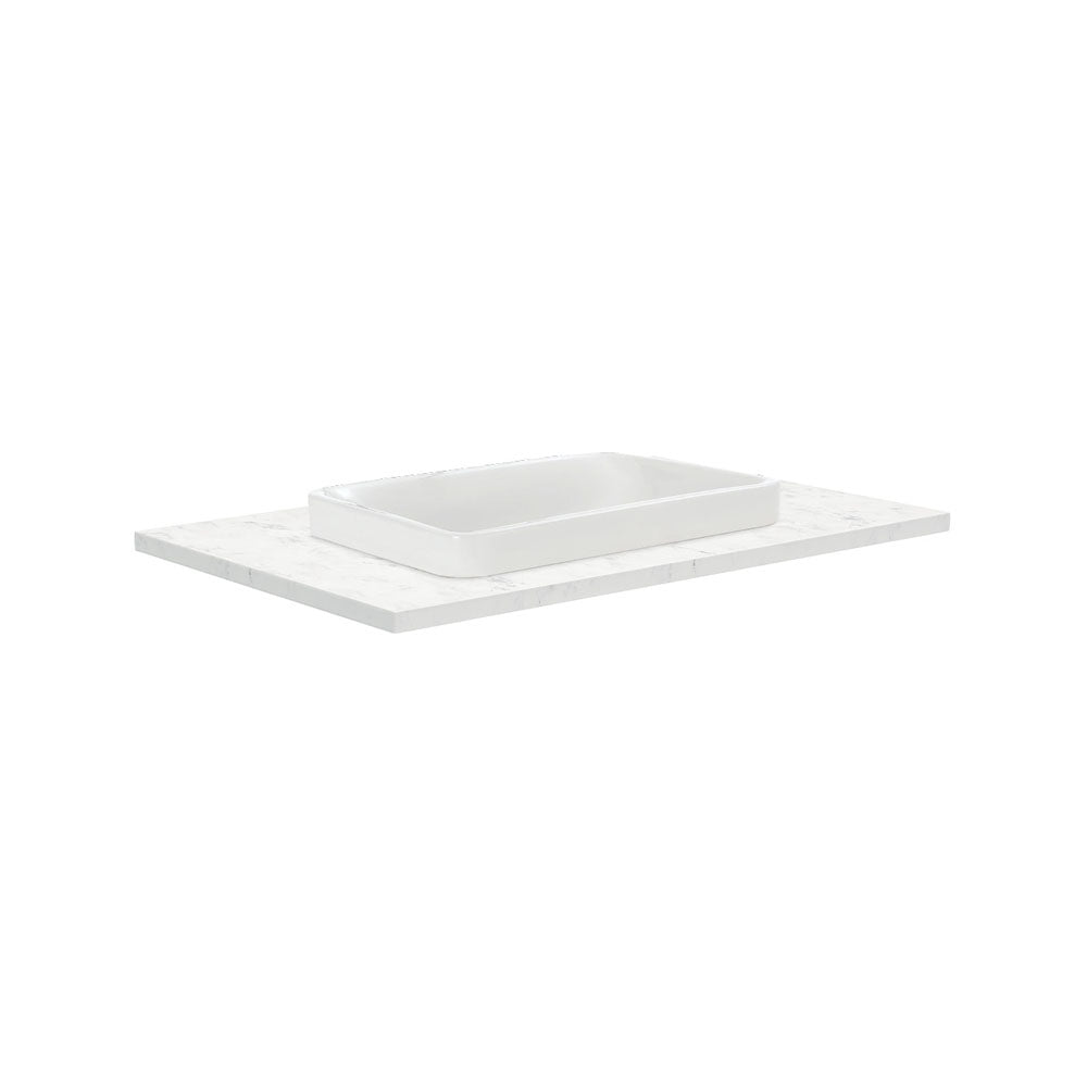 Fienza Sarah Bianco Marble 750 Semi-Inset Basin-Top, 1 Tap Hole