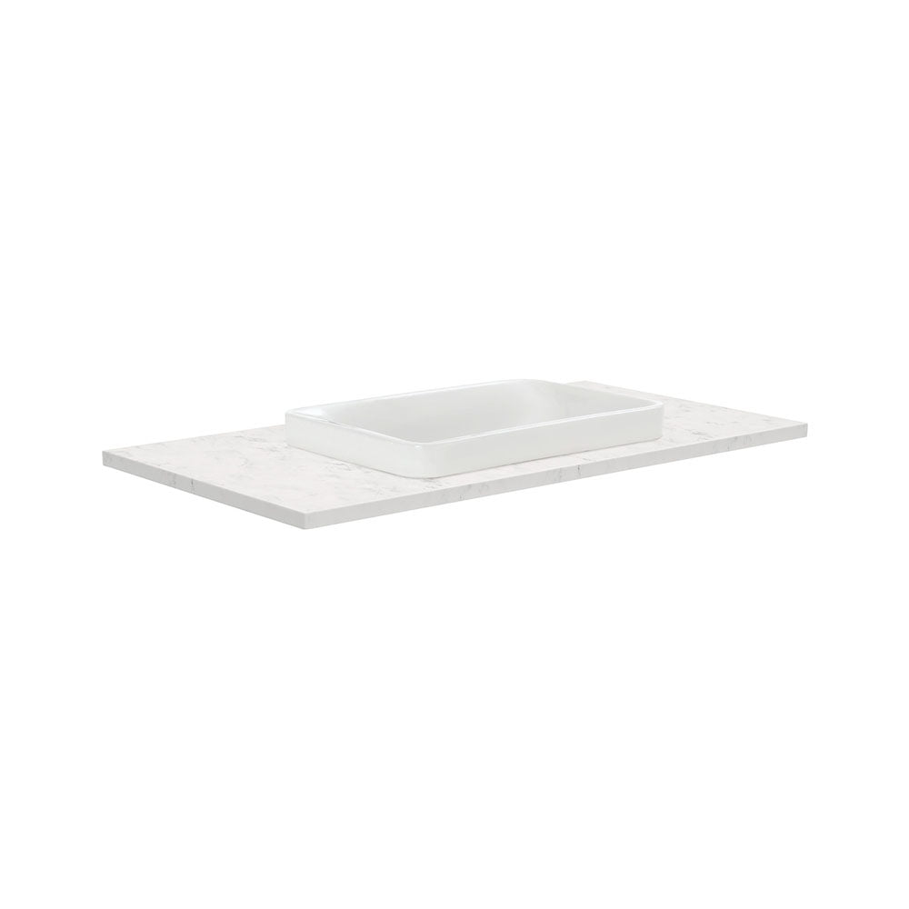 Fienza Sarah Bianco Marble 900 Semi-Inset Basin-Top, 1 Tap Hole