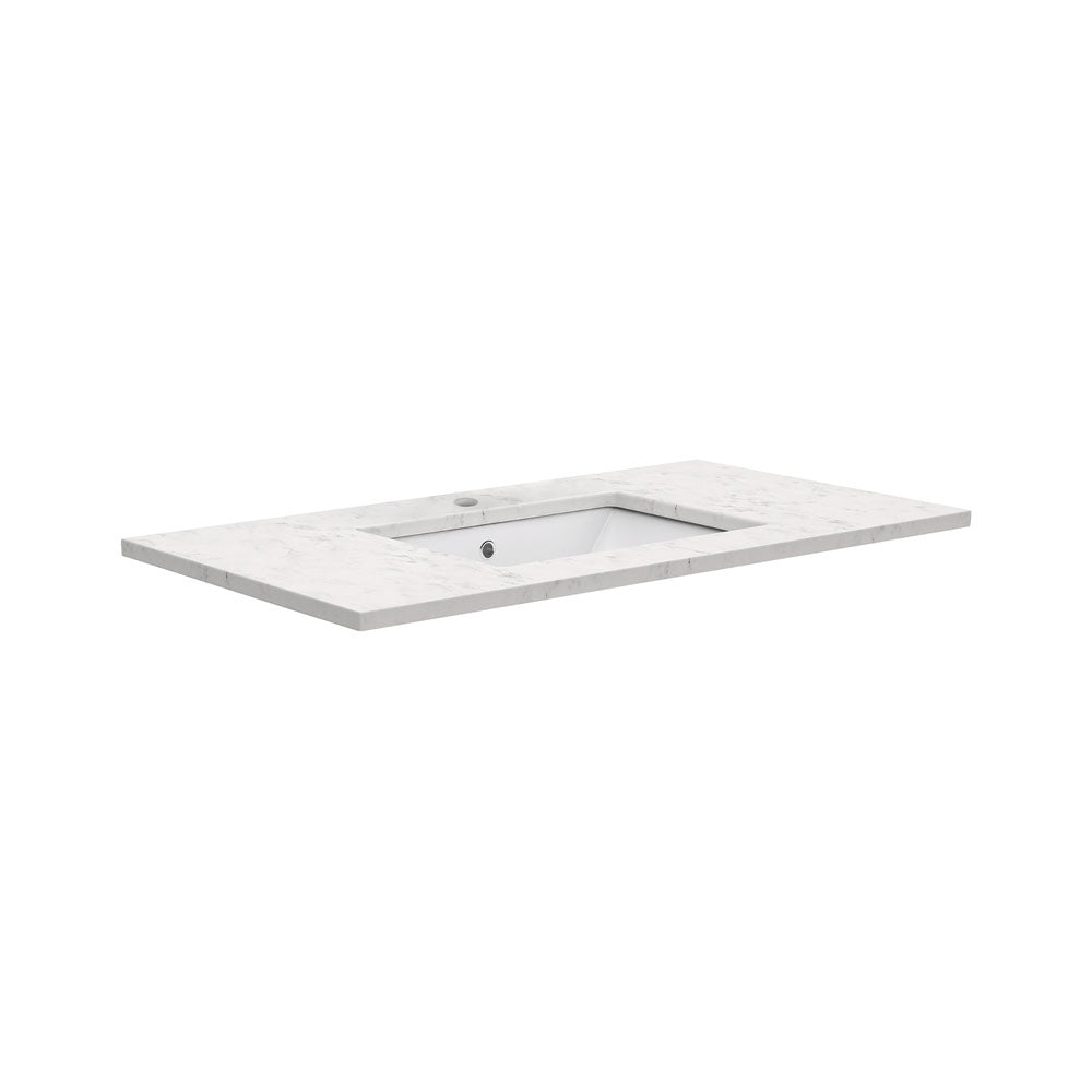 Fienza Sarah Bianco Marble 900 Undermount Basin-Top, 1 Tap Hole