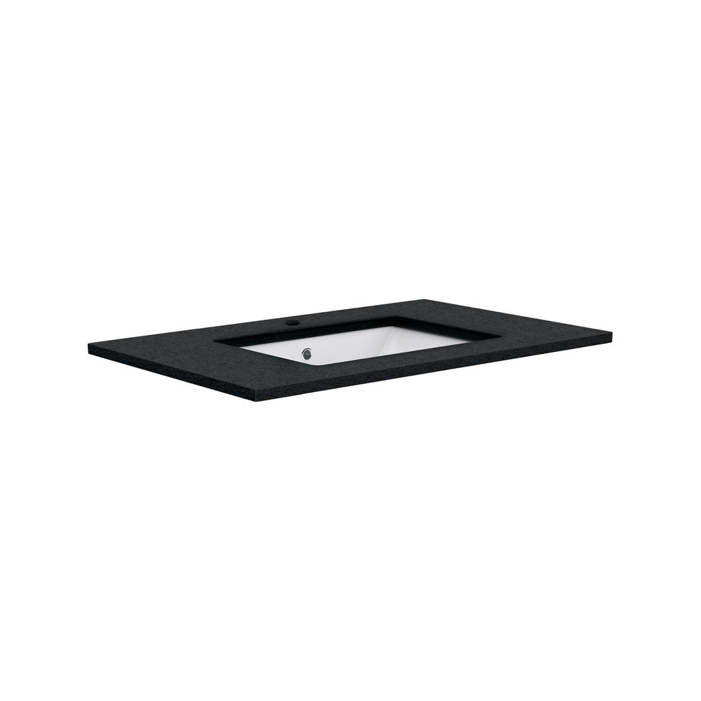 Fienza Sarah Black Sparkle 750 Undermount Basin-Top, 1 Tap Hole