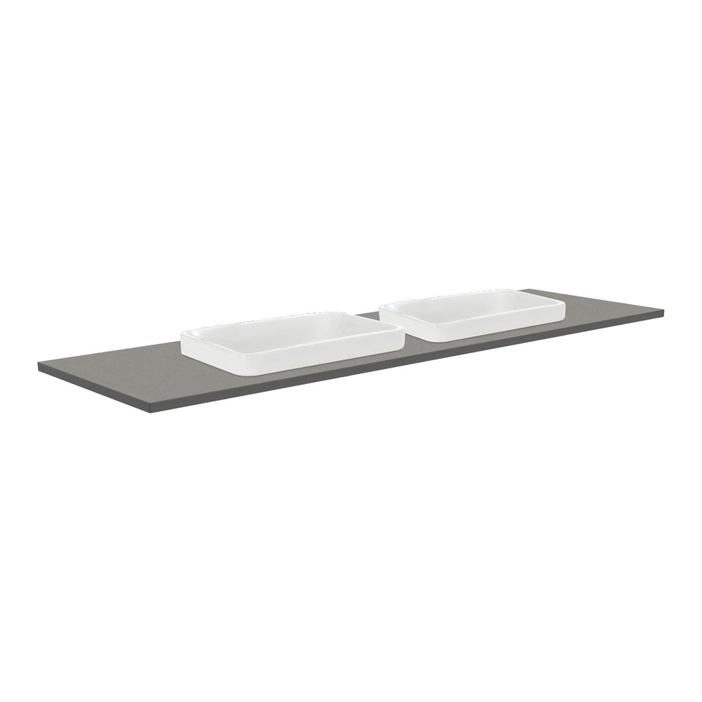 Fienza Sarah Dove Grey 1500 Semi-Inset Basin-Top, Double Bowl, 1 Tap Hole