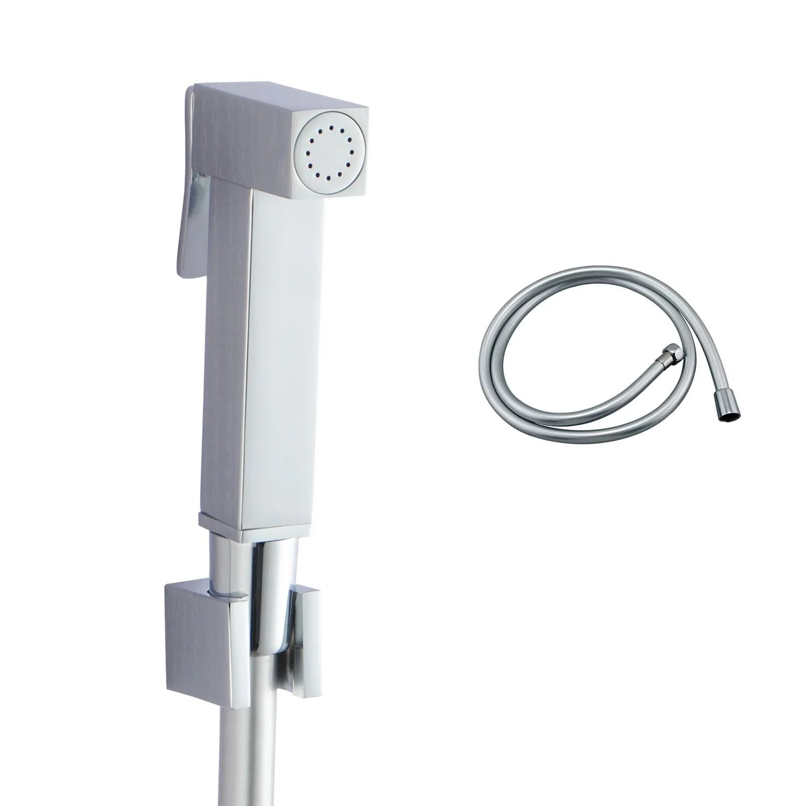 Square Brass Bidet Spray Kit with 1.2m PVC Hose: Compact and Durable-CH0009E.SH-Chrome