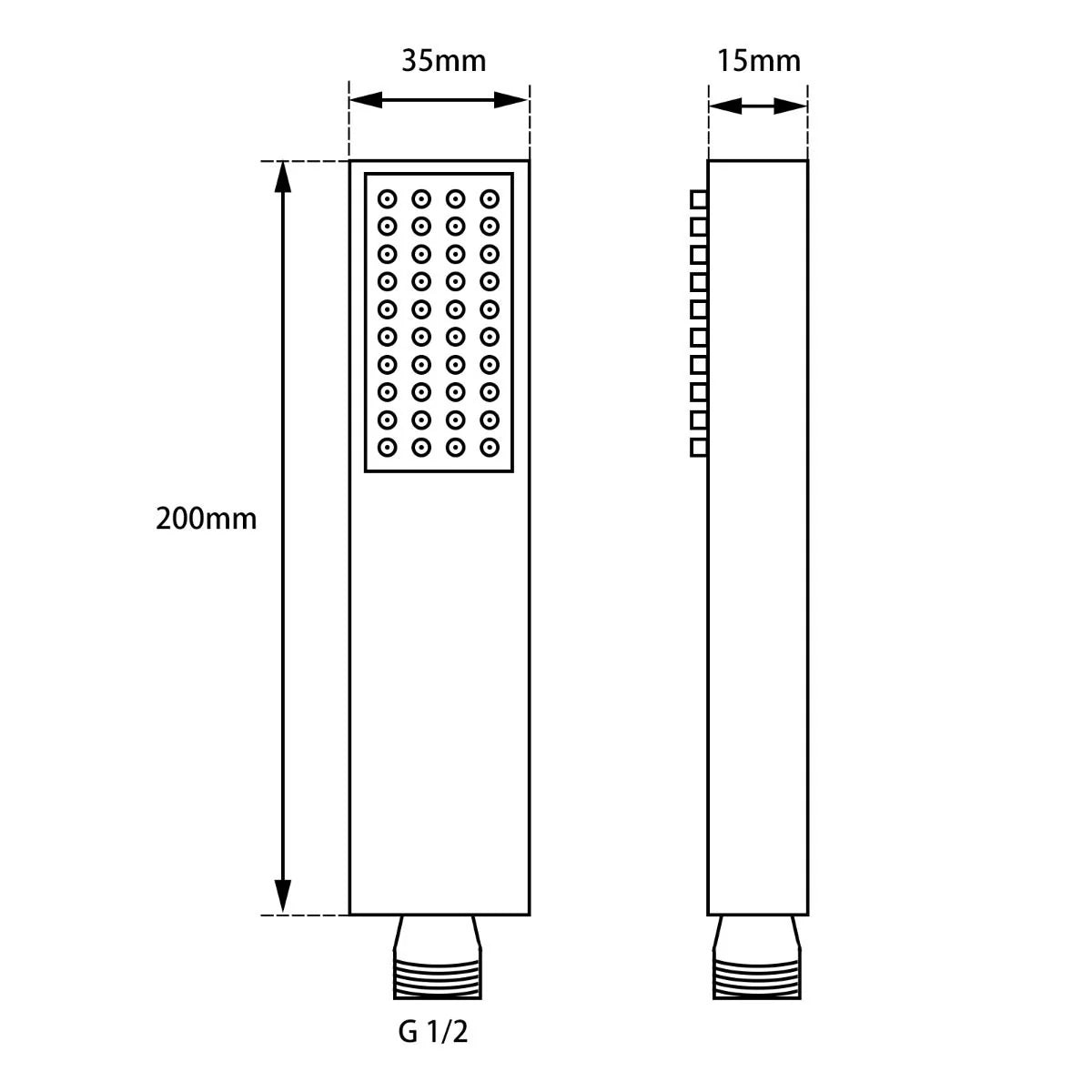 Square Handheld Shower Spray Head: Modern Design-Chrome-CH-S5.HHS