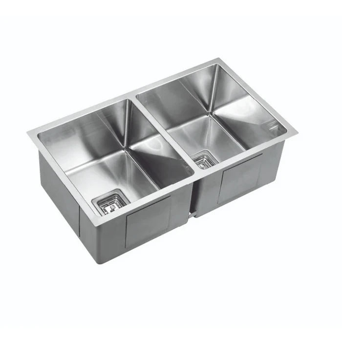 750mm Stainless Steel Double Sink with Dual Basins and Drainboard