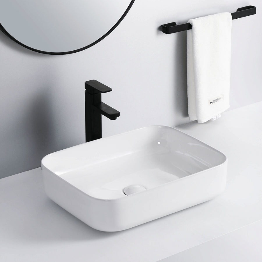 Modern White Ceramic Basin: Top Counter Ceramic Basin YJ9391