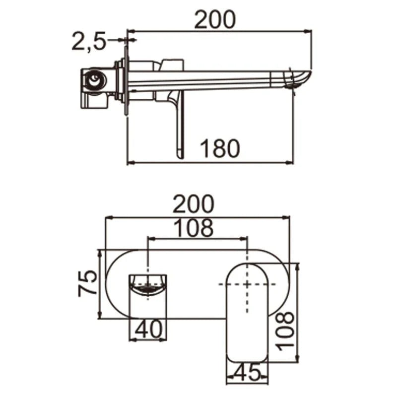 Vog wall mixer with spout for bathtubs and basins, featuring a modern design-CH0158.BM