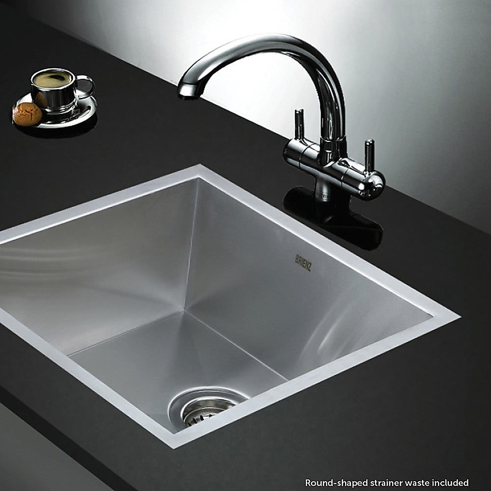 440x440mm Handmade Stainless Steel Undermount / Topmount Kitchen Laundry Sink with Waste