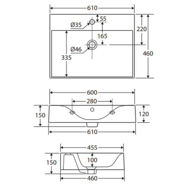 Fienza RAK Des 61 Wall Basin