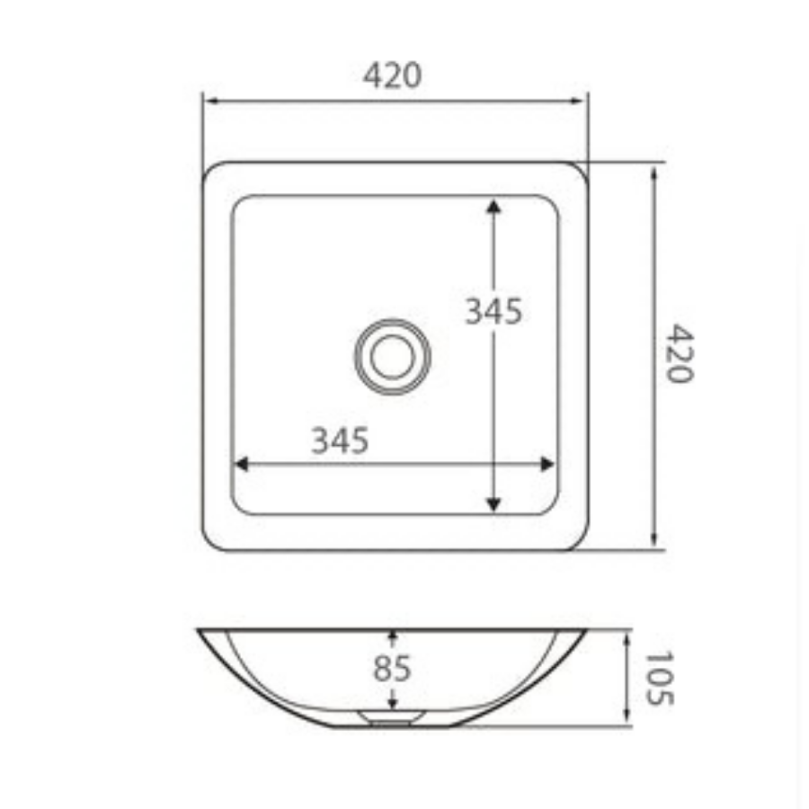 Fienza Classique 420 Above Counter Solid Surface Basin - Matte Grey