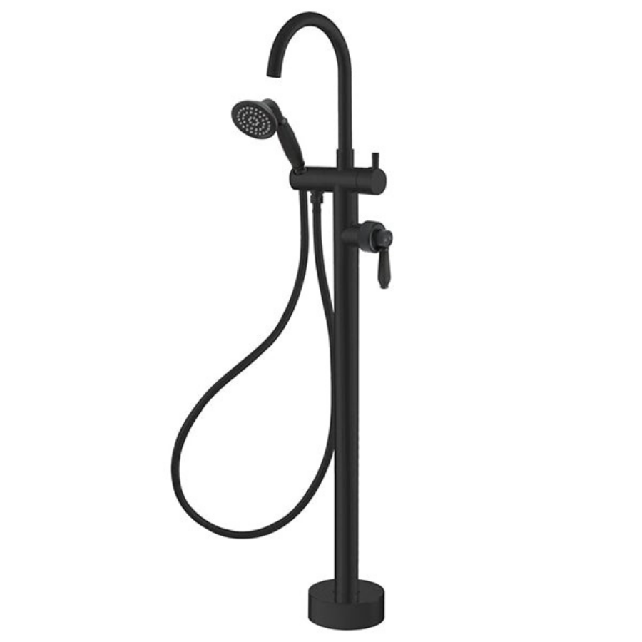 Fienza Eleanor Floor Mixer and Shower - Matte Black/Matte Black