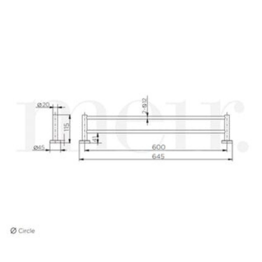 Meir Round Double Champagne Towel Rail 600mm