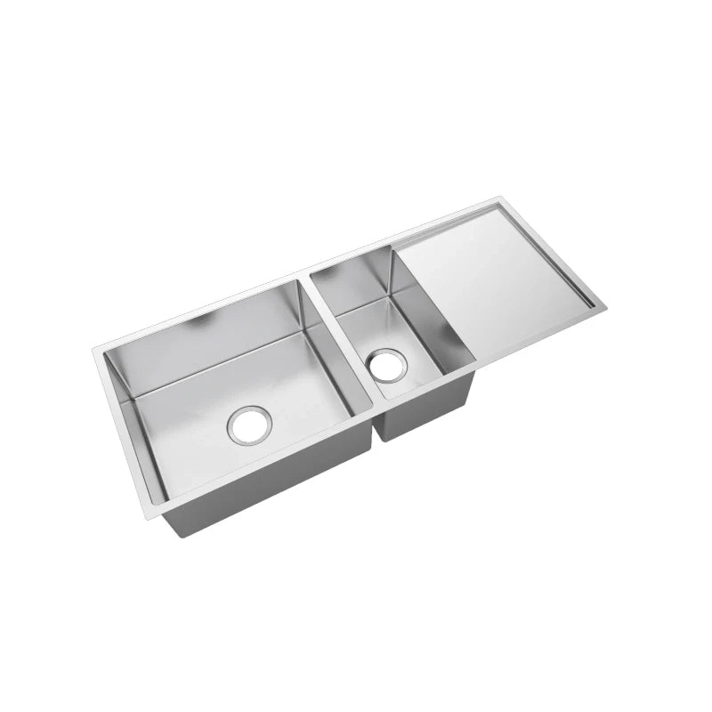 1.2mm Handmade Top/Undermount Kitchen Sink with One And A Half Bowls, 1160x460x230mm