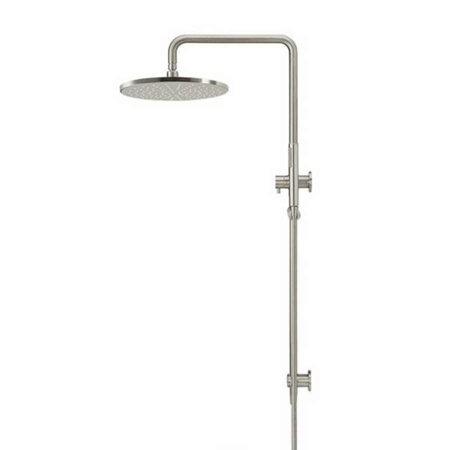 Meir Round Combination Shower Rail 300mm Rose &amp; Hand Shower - Brushed Nickel