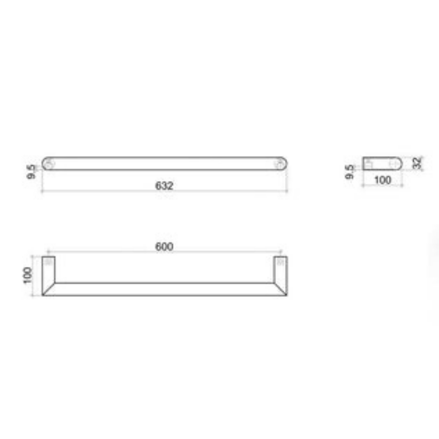 Thermogroup 12V Single Heated Towel Rail Brushed Gold
