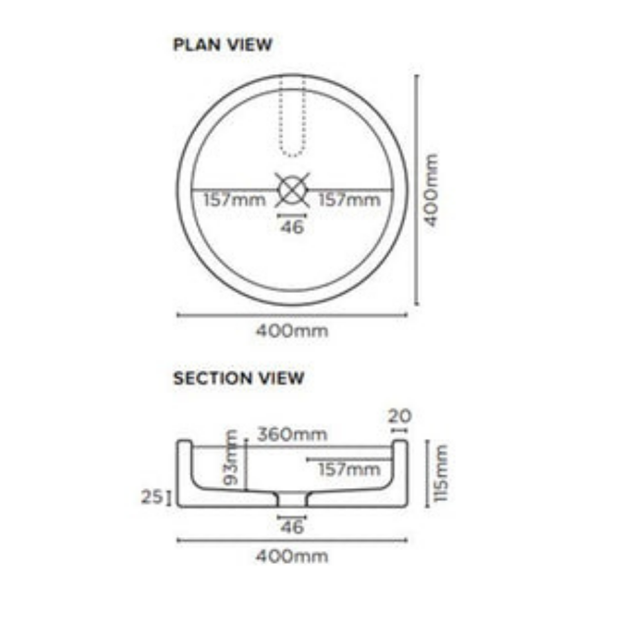 Nood Co Bowl Basin Wall Hung Musk