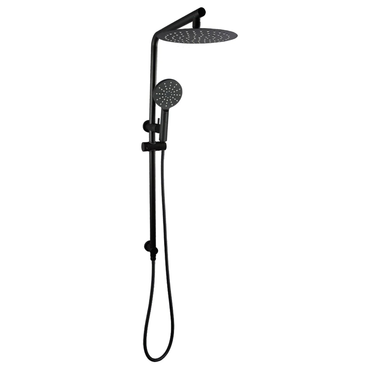 10" Right Angle Round Shower Station:Top Inlet, Modern Design-Black-OX2128-A-SH-N+OX0007-SH+OX-R11-HHS