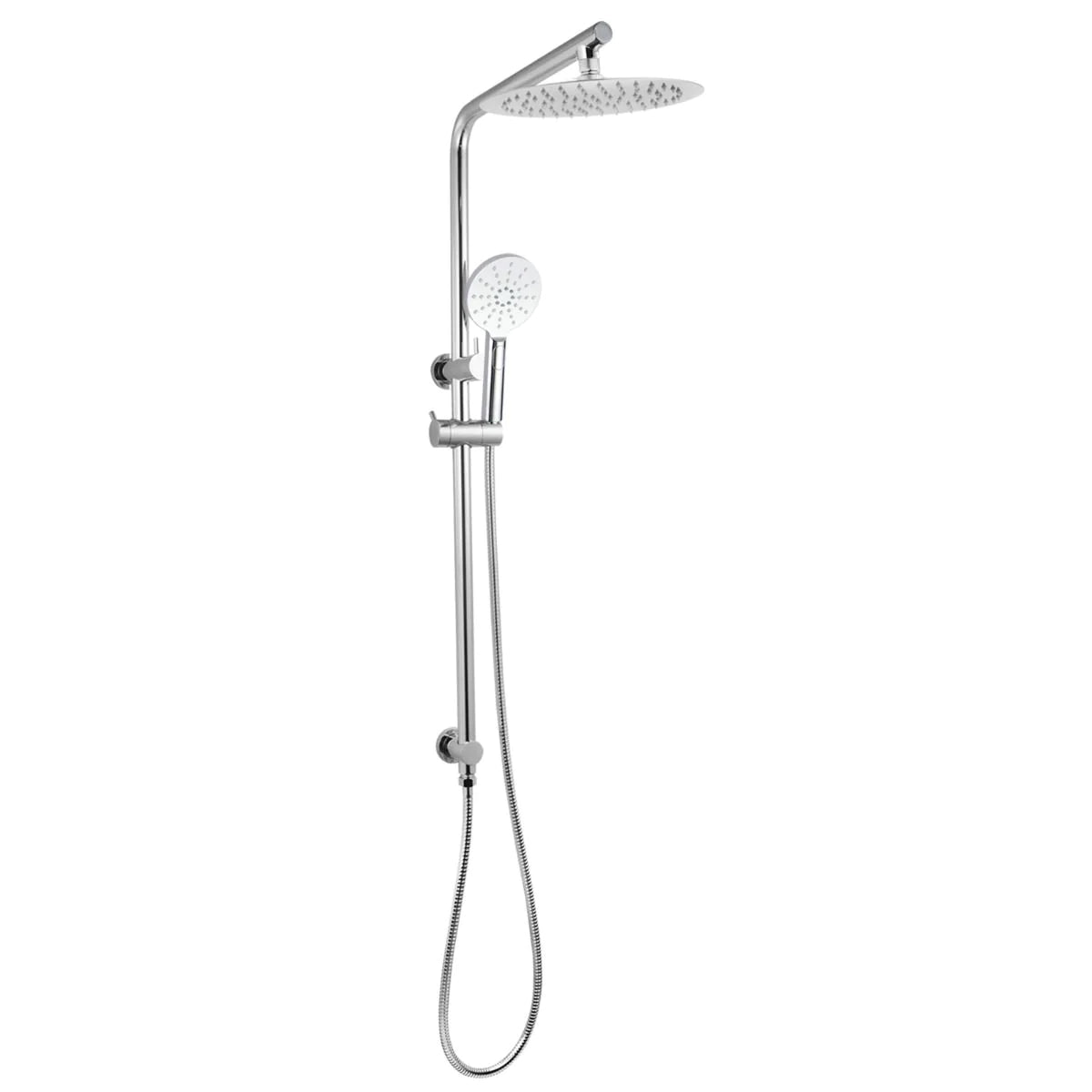 10" Right Angle Round Shower Station:Top Inlet, Modern Design-Chrome-CH2128-A-SH-N+CH0007-SH+CH-R11-HHS