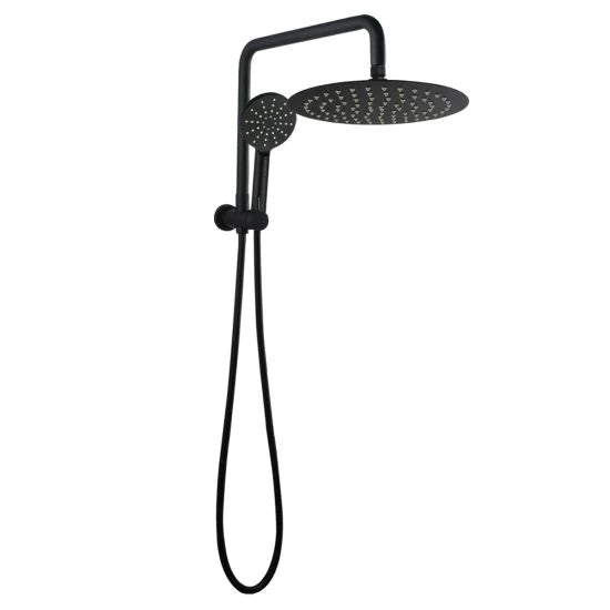 Round Shower Station with Top water Inlet, Sleek and Functional-Black-OX2138-SH-N+OX0007-SH+OX-R11-HHS