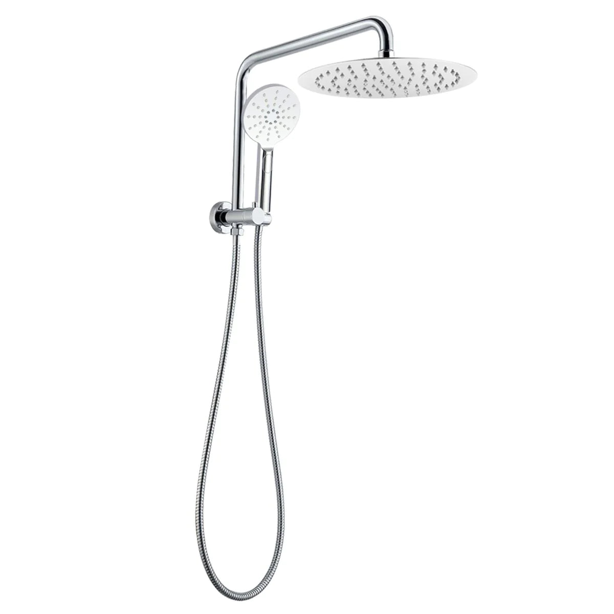 Round Shower Station with Top water Inlet, Sleek and Functional-Chrome-CH2138-L-SH-N+CH0007-SH+CH-R11-HHS