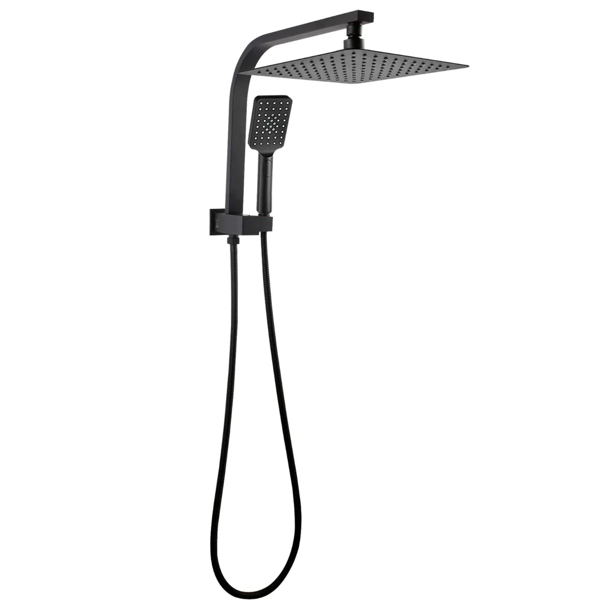 Square Shower Station with Top Water Inlet, Minimalist and Modern-Black-OX2140-SH-N+OX0002-SH+OX-S8-HHS