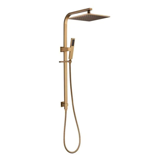 Square Shower Station with Top Water Inlet and Modern Design-Brushed Yellow Gold-BUYG2130-SH-10
