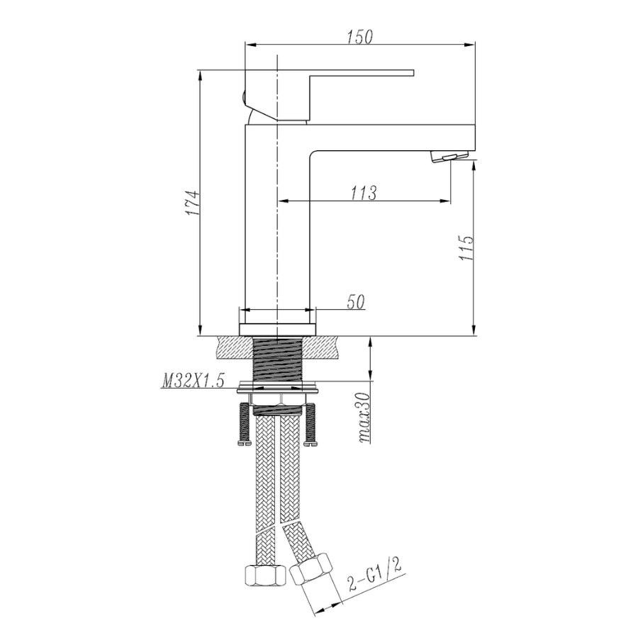 SQ Basin Mixer - Chrome