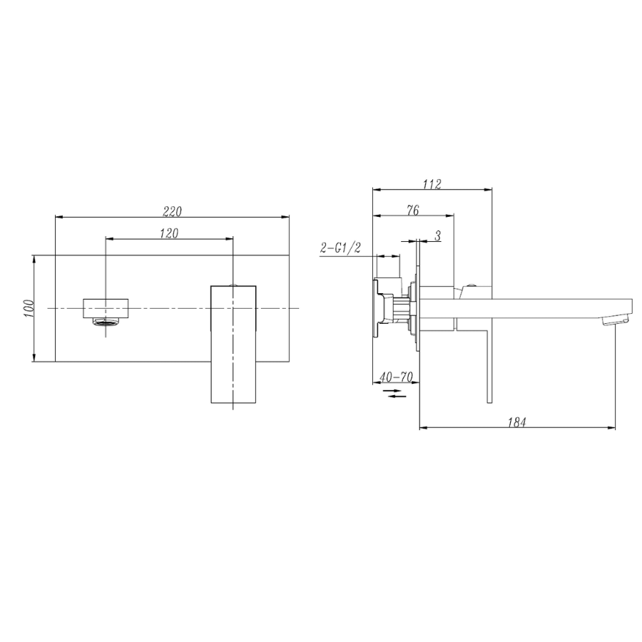 SQ Wall Basin Mixer - Chrome