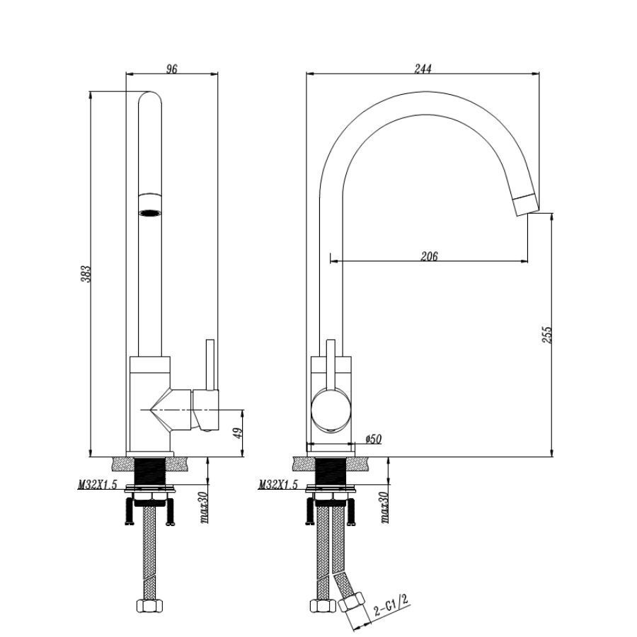 Spigot and More /Round Sink Mixer - Chrome