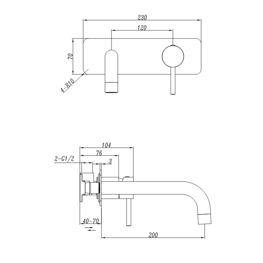 Spigot and More /Round Wall Basin Mixer - Chrome